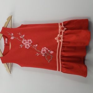 COPY - Vintage oshkosh b'gosh floral embroided  orange dress size 7